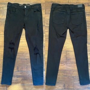 American Eagle Ripped Black Jeggings Size 8